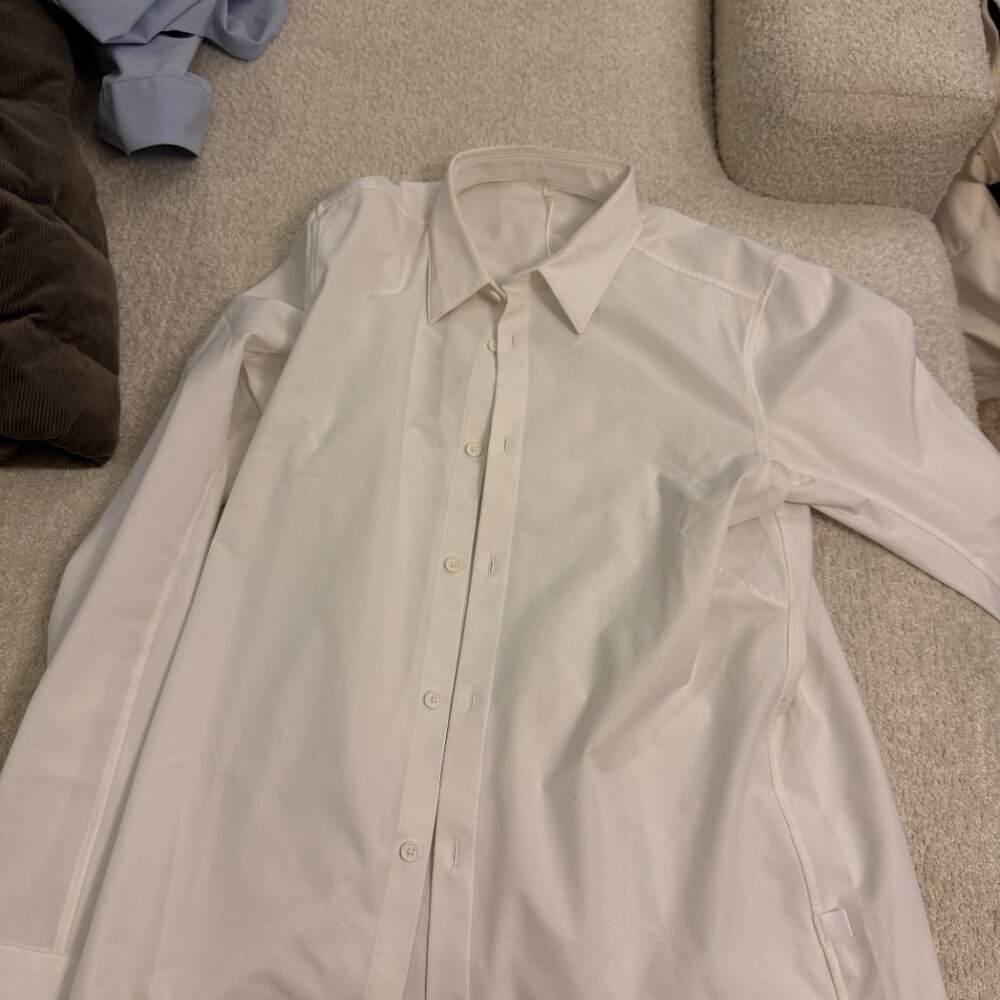 Lululemon White Button Down Shirt Long Sleeve Sz L Mens